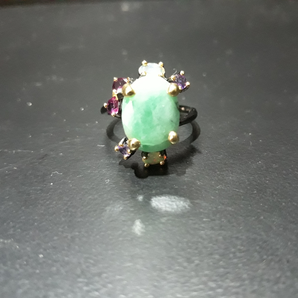 Zambian Emerald and Opal Ring D10